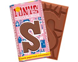 Tony's Chocolonely - Chocoladeletter - Melk Pepernoot Schuimpjes - Sinterklaas - Schoencadeautjes - Sint Cadeau - 180 Gram - Fairtrade Belgische Chocola