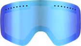 Losse blauwe skibrillens met ventilatieopeningen aan de bovenkant.