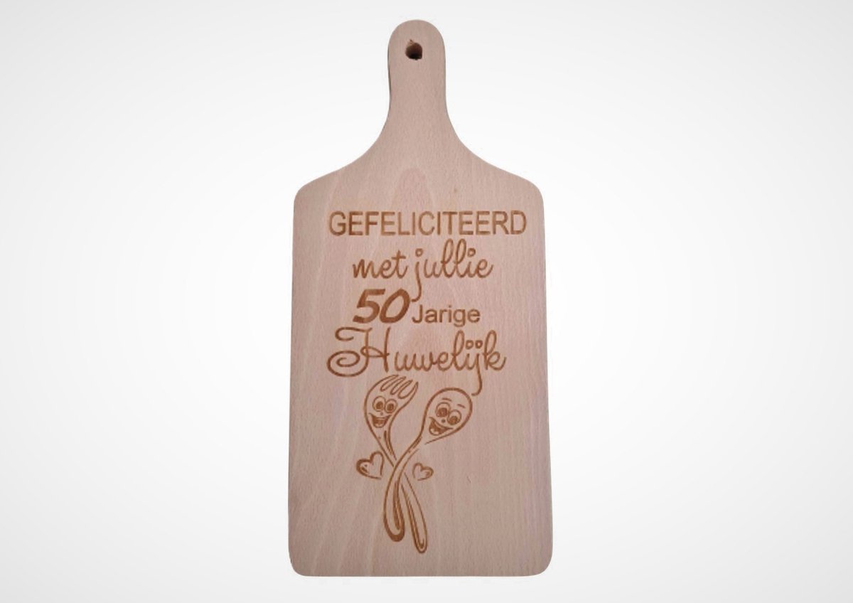 Houten snijplank - borrelplank - 50 jaar getrouwd - tapasplank