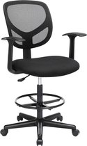 FurnStar - Bureaustoel - Set van 2 - Ergonomische bureaustoel met armleuningen - Zithoogte 55-75 cm - Hoge draaistoel met verstelbare voetenring - Draagvermogen 120 kg - Zwart