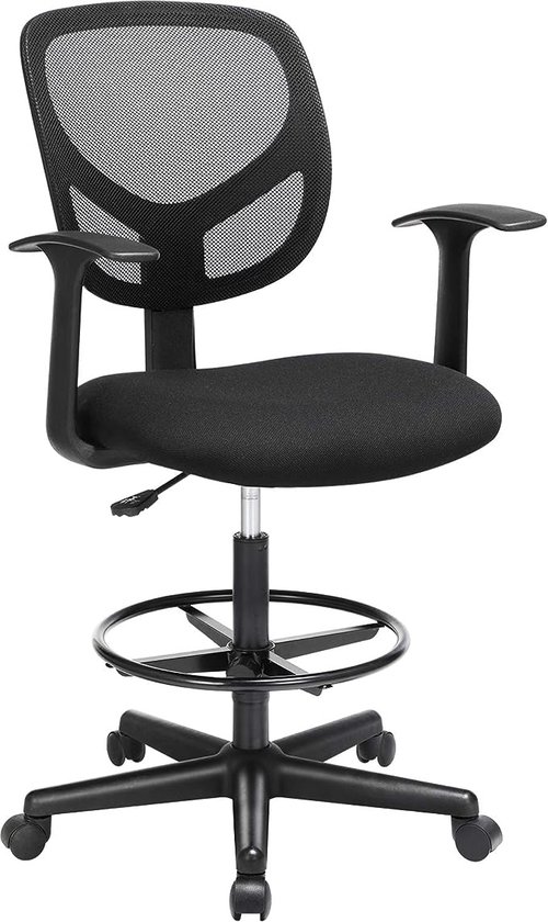 FurnStar bureaustoel - Ergonomische Bureaustoel - Met wieltjes - Zwart