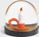 &Klevering - Sneeuwbol - Wonderball - Candle - Kaars - Wit/oranje - Met gouden glitters - Ø 8,5 x 8 cm