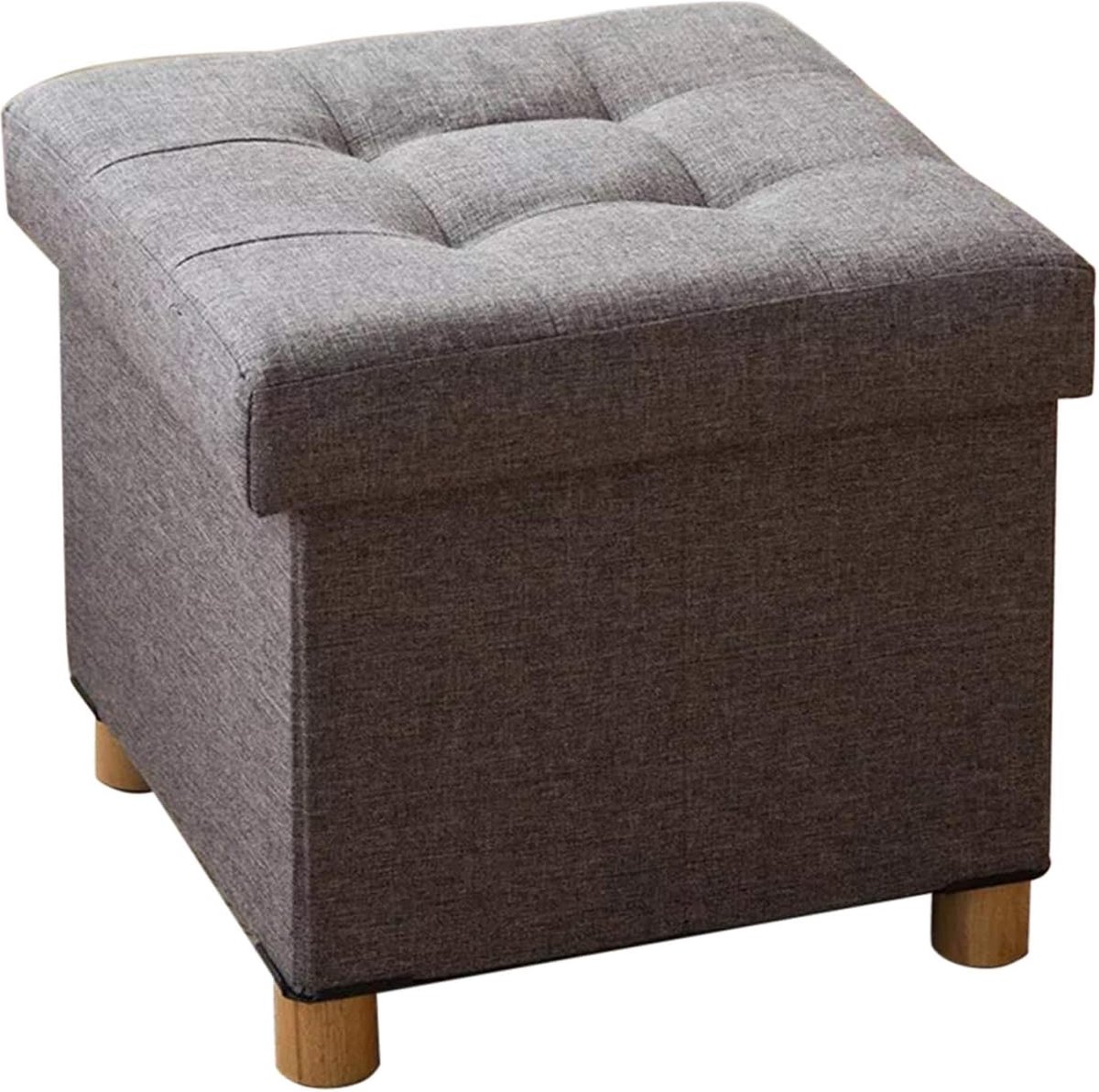 Pouf, Coffre de Rangement, Tabouret avec Repose-Pieds, Pliable, Banc avec  Rangement, 38 x 38 x 40 cm, Gris Clair