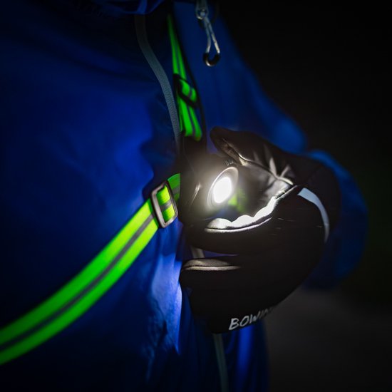 BOWINQ Boston 500 Neon - Feux de course - Lampe de poitrine - Gilet réfléchissant - Rechargeable et étanche - Haute qualité - Garantie 1 an