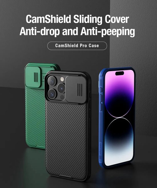 Nillkin CamShield Case pour Apple iPhone 15 - Coque arrière avec curseur d'appareil photo Zwart