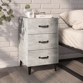 The Living Store Nachtkastje - Betongrijs Hout - 40x40x66 cm - 3 lades