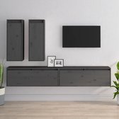 The Living Store Televisiemeubel V2 - 100x30x35 cm - Grijs - Massief grenenhout - Montage vereist