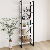 The Living Store Kast Industrieel - 80 x 30 x 210 cm - Massief grenenhout - Wit