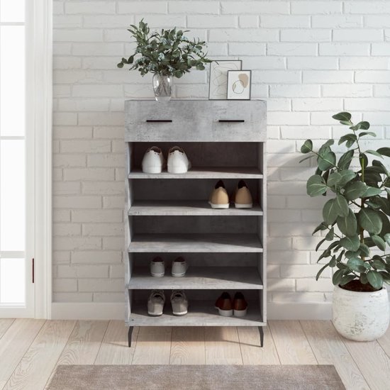 The Living Store Schoenenkast - Betongrijs - 60 x 35 x 105 cm - Duurzaam materiaal