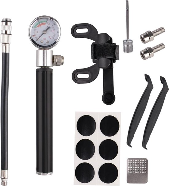 Pompe à Vélo NEXTCOVER Avec Manomètre - Compatible Toutes Valves (Schrader, Presta, Dunlop), Technologie Airflow, Pied Stable