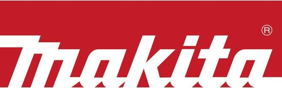 Makita logo op een rode achtergrond.