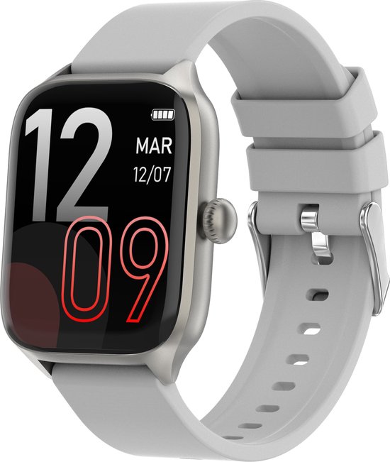 PowerLocus Oled PW9 Smartwatch - Smartwatch Heren & Dames – Horloge- HD Touchscreen - Stappenteller – Bloeddrukmeter - voor iOS & Android – Saturatiemeter - Zilver