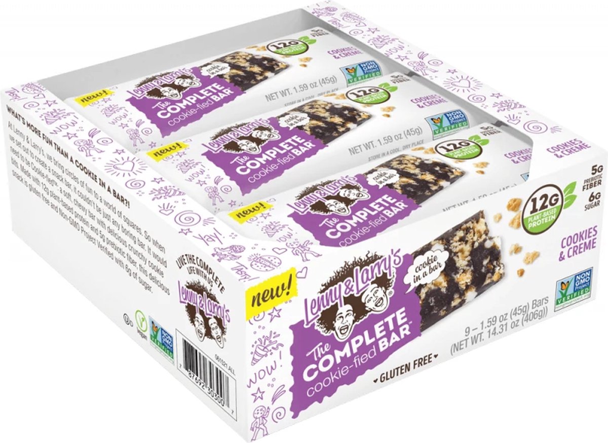 Lenny & Larry's The Complete Cookie-fied Bar (9x45g) Cookies & Cream - Repen - Eiwit Repen