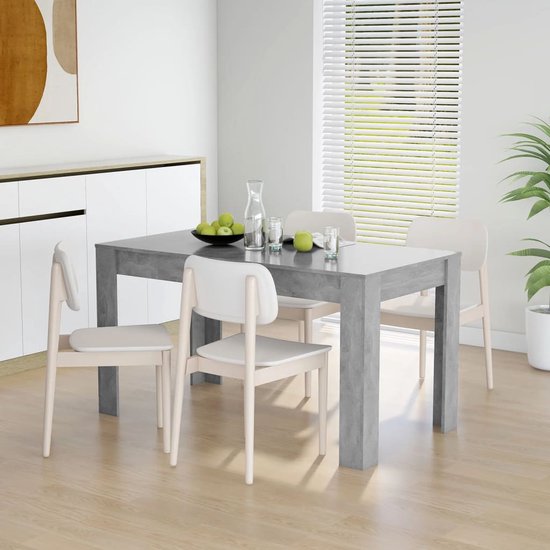 The Living Store Table Table à manger - 140 x 74,5 x 76 cm - Panneaux de particules gris béton