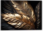 Acrylglas - Zwarte en Gouden Palmbladeren - 40x30 cm Foto op Acrylglas (Wanddecoratie op Acrylaat)