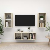 The Living Store Televisiewandmeubel - Sonoma eiken - Montage vereist - 3-delige set - 37 x 37 x 72 cm en 107 cm - Praktisch en opvallend - Vochtig afneembaar - The Living Store