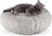 AdomniaGoods - Luxe kattenmand - Hondenmand - Antislip kattenkussen - Wasbaar hondenkussen - Licht grijs 50 cm