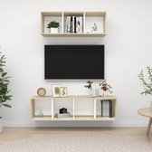 The Living Store Televisiewandmeubelset - N - v - t - TV-meubels - 37 x 37 x 107 cm - 37 x 37 x 142.5 cm - Kleur- wit en sonoma eiken - Materiaal- spaanplaat - Montage vereist
