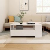The Living Store Salontafel - Wit - 102 x 55 x 42 cm - Bewerkt hout - Multifunctioneel