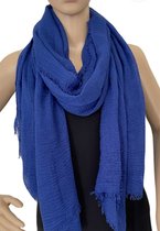 Dames sjaal effen kleur blauw