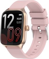 PowerLocus Oled PW9 Smartwatch - Smartwatch Heren & Dames – Horloge- HD Touchscreen - Stappenteller – Bloeddrukmeter - voor iOS & Android – Saturatiemeter - Goud
