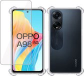 Hoesje geschikt voor Oppo A98 + Screenprotector – Tempered Glass - Extreme Shock Case Transparant