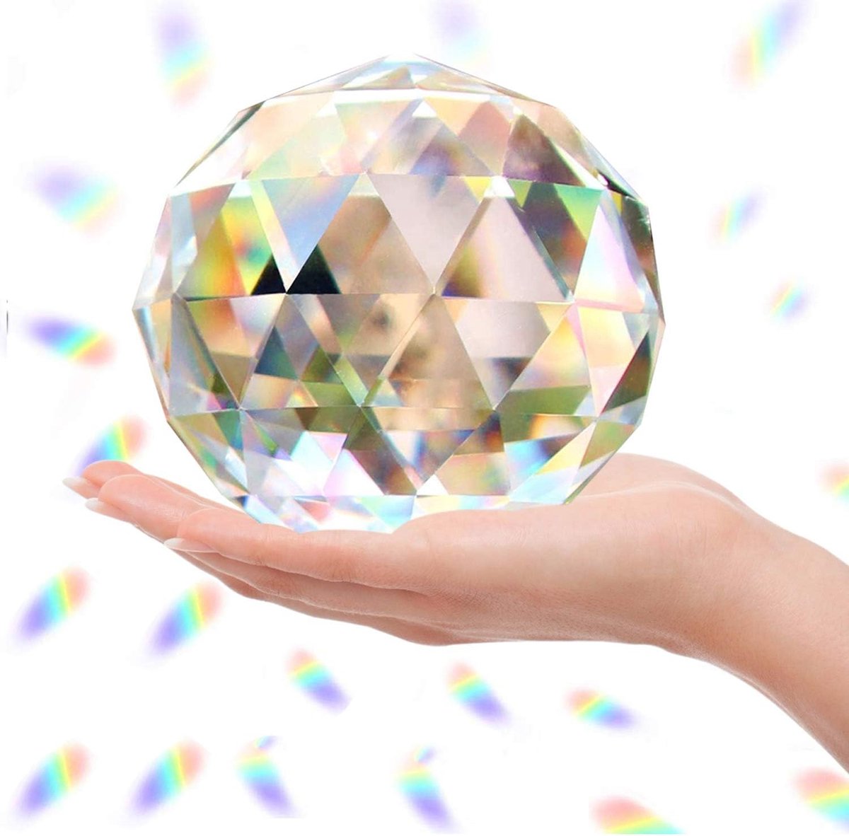 Boule de cristal en verre transparent prisme attrape-soleil Rainbow