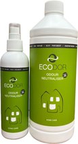 Ecodor EcoHome - 250 ml sprayflacon + 1 liter navulfles - Voordeel Pakket - Neutraliserende Luchtverfrisser voor toilet, keuken, enz - Vegan - Ecologisch - Ongeparfumeerd