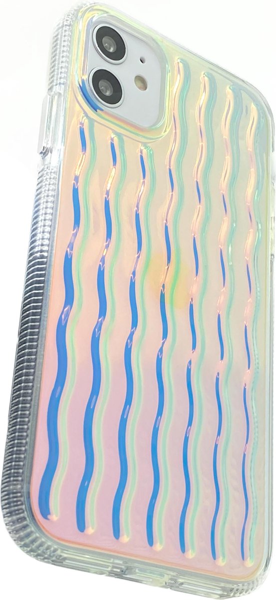 REBUS - Hoesje voor iPhone 11 (6,1 inch), Season Vibes [polycarbonaat], glinsterend kuikenontwerp met golven, schokbestendige hoes. (Winter)
