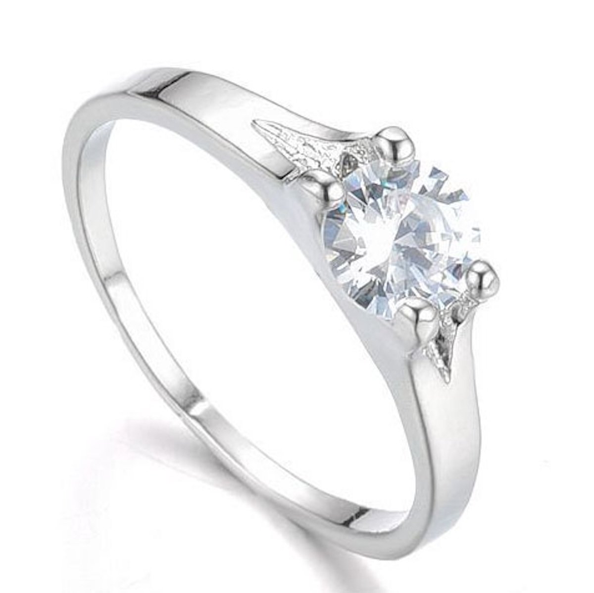 Luxe ring met zirkonia steen - Zilverkleurig - Maat 17 - 17,2 Milimeter - Damesdingetjes