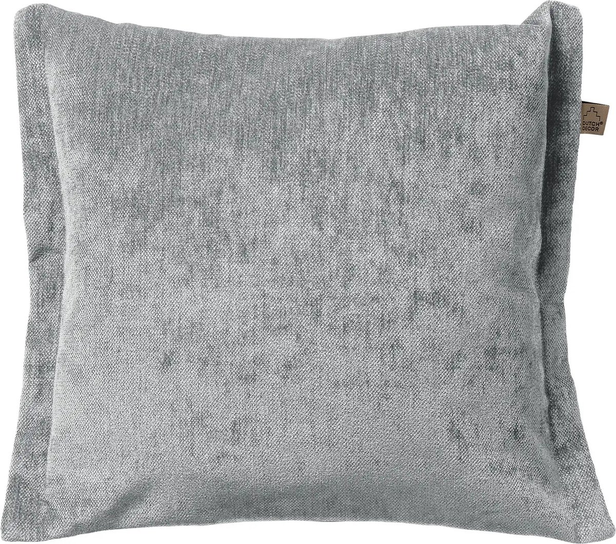 Dutch Decor LEWIS - Kussenhoes 45x45 cm - fluweel - met sierrand - Micro Chip - grijs - met rits - zonder binnenkussen Lichtgrijs