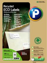Printec recycled etiketten - 20 vel - 105x37mm - 16 labels per A4 - 320 stickers per doos