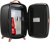 Dakta® Réfrigérateur de beauté portable à miroir de 6 L avec lumières LED, mini-réfrigérateur de maquillage noir 9 V DC , 8 canettes, 3 modes d'éclairage miroir LED, petit réfrigérateur de soins de la peau pour bureau, chambre à coucher, etc.
