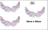 3x Ailes plumes arc-en-ciel clair 35cm x 60cm - Fête à thème carnaval ange party festival aile
