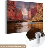 Glasschilderij natuur - Amerika - Rivier - Grand Canyon - Schilderijen woonkamer - Foto op glas - Kamer decoratie - Glasplaat - Wanddecoratie - 150x100 cm - Schilderij glas - Slaapkamer - Muurdecoratie