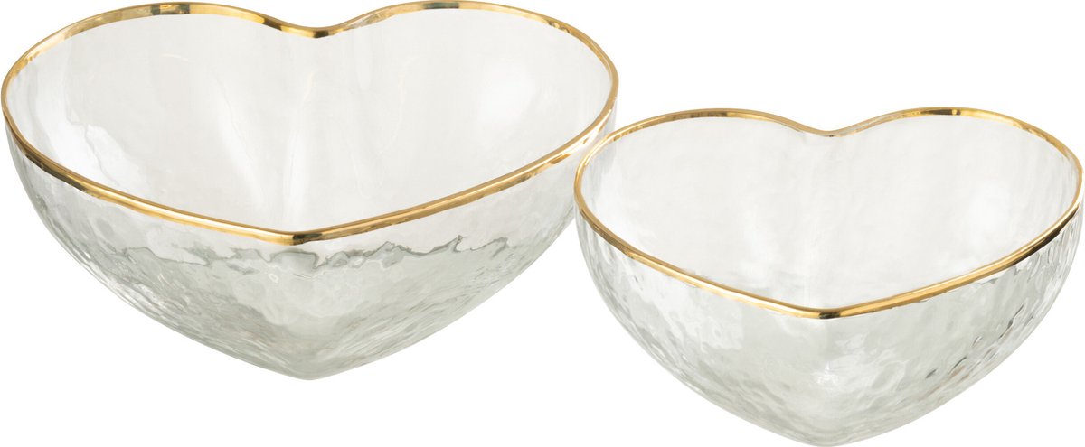 J-Line kom Hart - glas - goud/transparant - 2 stuks