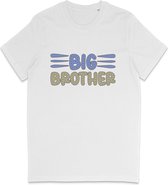 Jongens T Shirt Met Tekst: Big Brother - Grote Broer - Wit - Maat 140