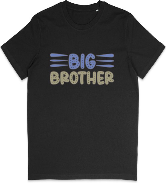 Jongens T Shirt Met Tekst: Big Brother - Grote Broer - Zwart - Maat 92