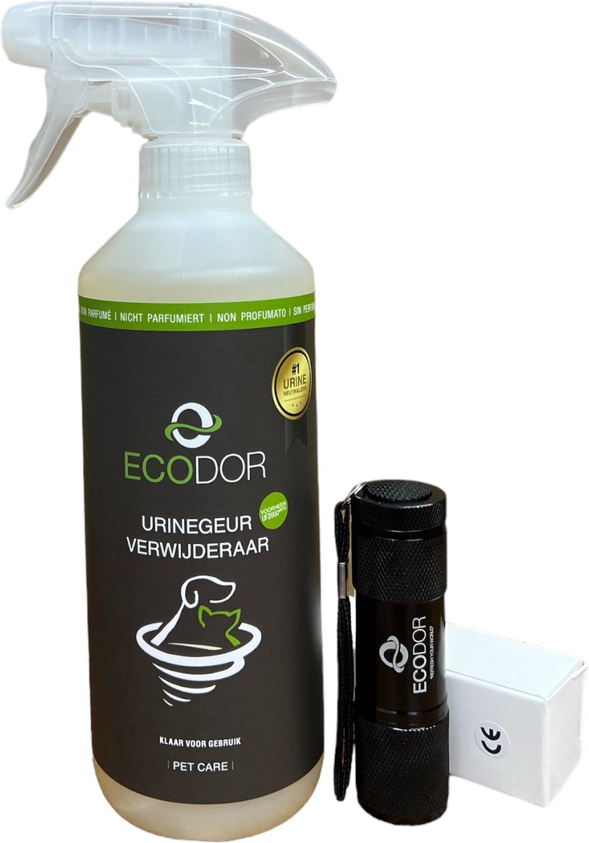 Ecodor Urinegeur Verwijderaar UF2000 4Pets - 500 ml + Urine Vlek Detector - Combo Deal - Vegan - Ecologisch - Ongeparfumeerd - Ecodor