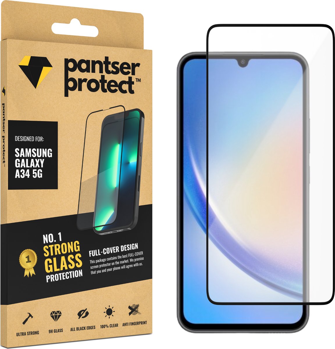 Pantser Protect™ Glass Screenprotector Geschikt voor Samsung Galaxy A34 5G - Case Friendly - Premium Pantserglas - Glazen Screen Protector