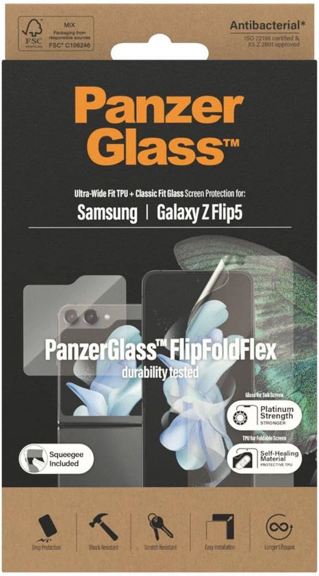 PanzerGlass - Screenprotector geschikt voor Samsung Galaxy Z Flip 5 Hydrogel TPU | PanzerGlass FlipFoldFlex Screenprotector - Case Friendly
