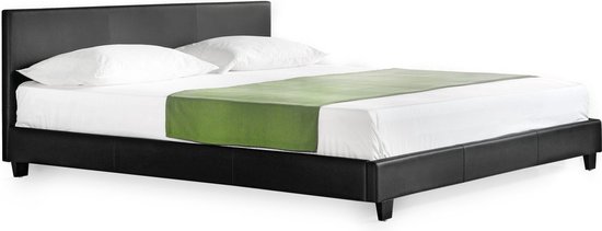 Bed Jem - Imitatieleer - Met bedbodem - 180x200 cm - Zwart - Hout - Modern design