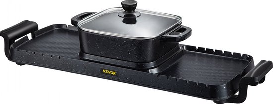 VEVOR 2 in 1 Electric Grill and Hot Pot, 2400W BBQ Pan Grill and Hot Pot