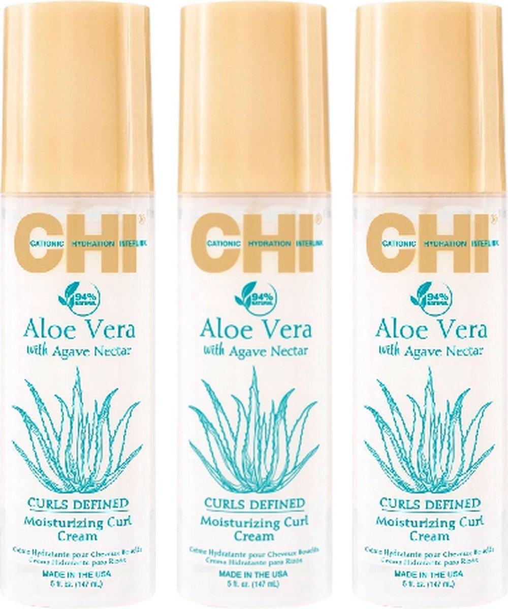 CHI Aloe Vera Moisturizing Curl Cream - 3 x 147ml