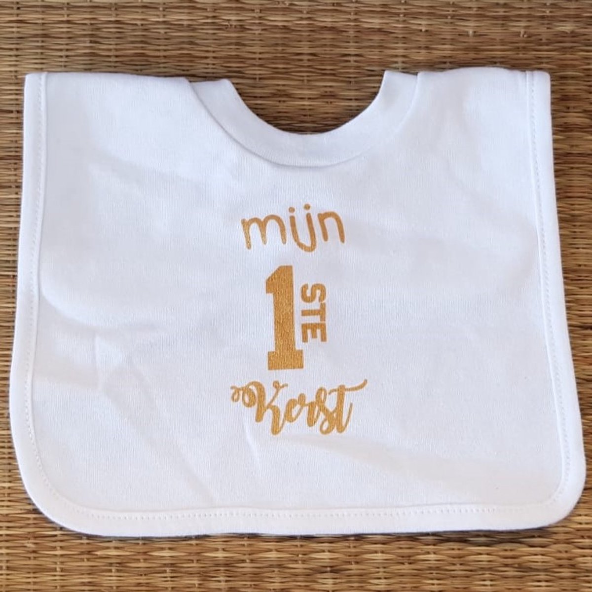 Baby slabbetje cadeau tekst goud mijn eerste kerstmis zwangerschap bekendmaking aankondiging voor de liefste aanstaande geboorte gaat worden jullie worden zwangerschapsaankondiging