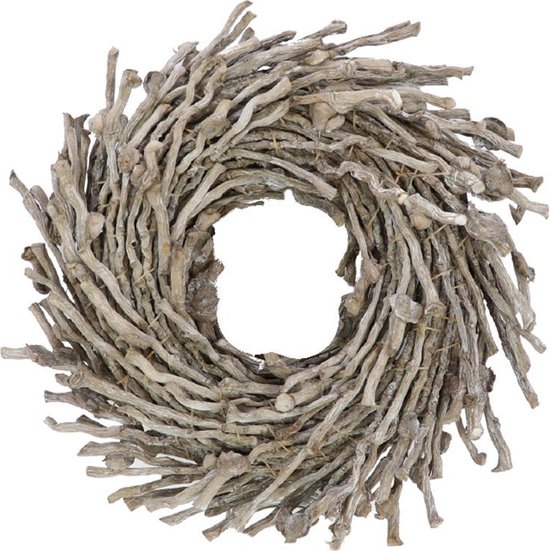 DBT Krans Landelijk Botay Hout-Natuurlijke materialen Grijs D 50 cm