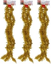 3x Gouden tinsel kerstslingers met sterren 270 cm