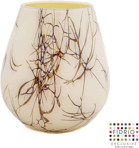 Design vaas Oblique - Fidrio LIGHTENING - glas, mondgeblazen bloemenvaas - hoogte 29 cm
