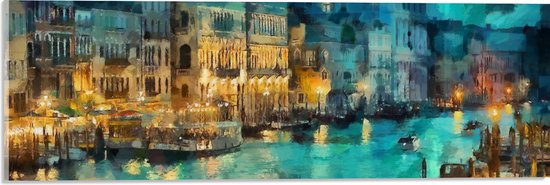 Acrylglas - Schilderij van Gondel over de Wateren van Venetië - 60x20 cm Foto op Acrylglas (Wanddecoratie op Acrylaat)