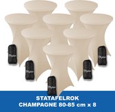Statafelrok Champagne x 8 – ∅ 80-85 x 110 cm - Statafelhoes met Draagtas - Luxe Extra Dikke Stretch Sta Tafelrok voor Statafel – Kras- en Kreukvrije Hoes